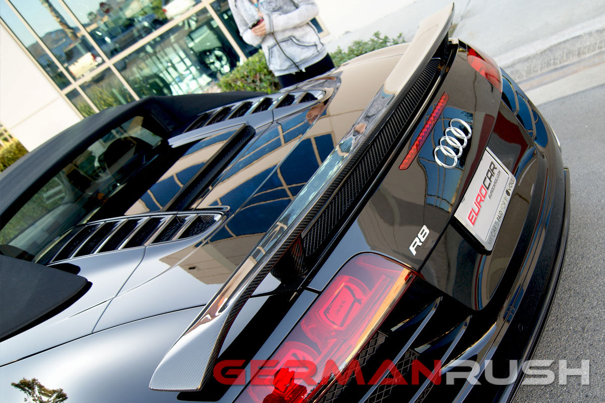 Wing GT Style for Audi R8 2007-2015 in Carbon Fiber or Fiberglass