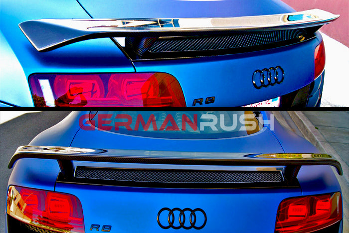 Wing GT Style for Audi R8 2007-2015 in Carbon Fiber or Fiberglass