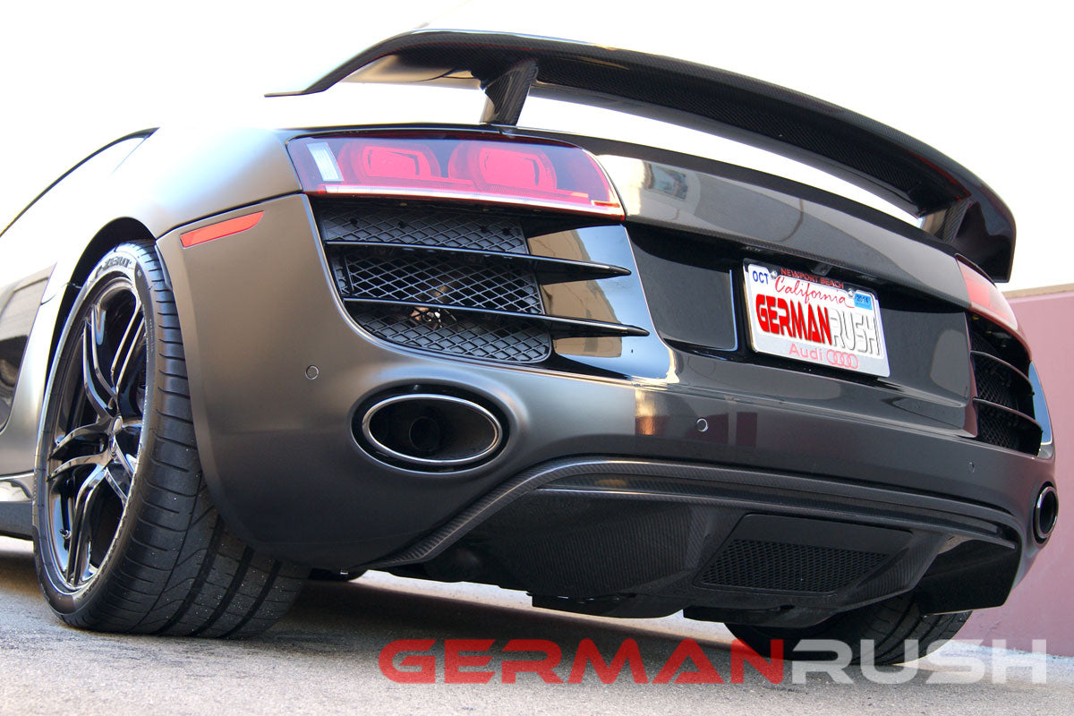 Rear Diffuser V10 Style for Audi R8 2009-2012 in Carbon Fiber or Fiberglass
