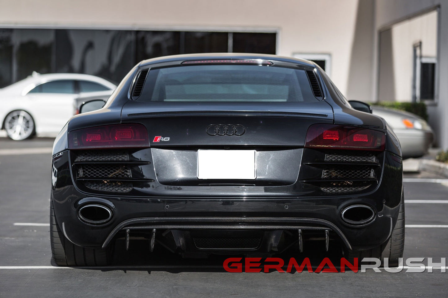 Rear Diffuser V10 Style with fins for Audi R8 2009-2012 in Carbon Fiber or Fiberglass
