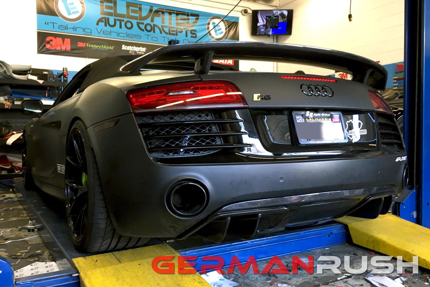 Rear Diffuser V10 Style for Audi R8 Face Lift 2013-2015 in Carbon Fiber or Fiberglass