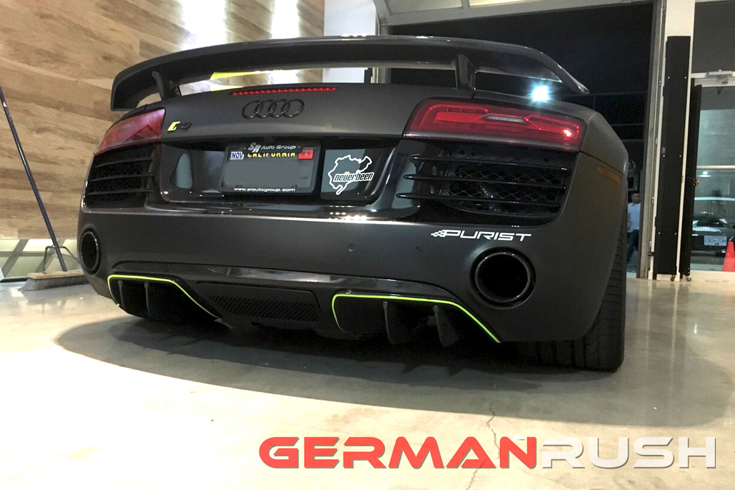 Rear Diffuser V10 Style for Audi R8 Face Lift 2013-2015 in Carbon Fiber or Fiberglass