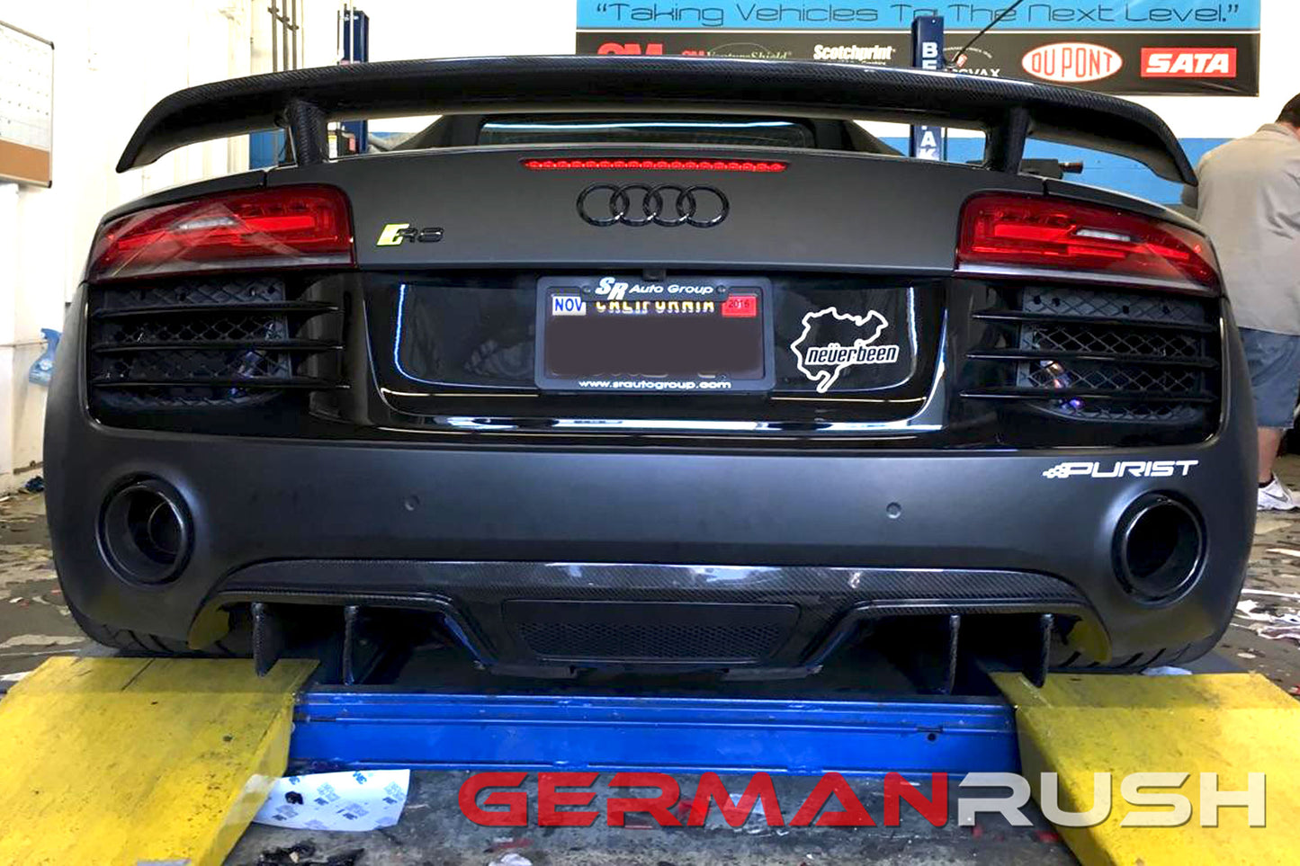 Rear Diffuser V10 Style for Audi R8 Face Lift 2013-2015 in Carbon Fiber or Fiberglass