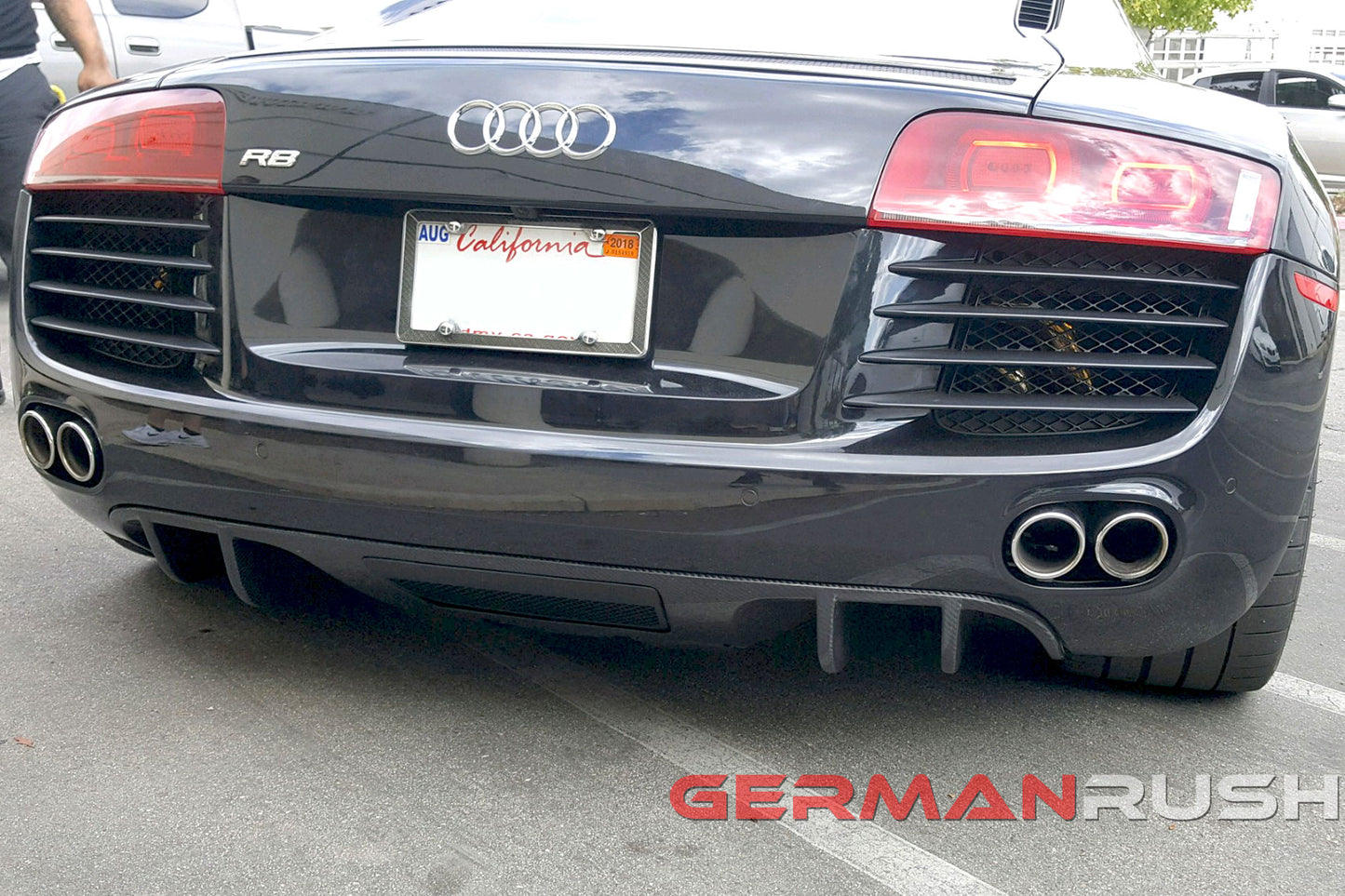 Rear Diffuser V8 Style for Audi R8 2007-2012 in Carbon Fiber or Fiberglass