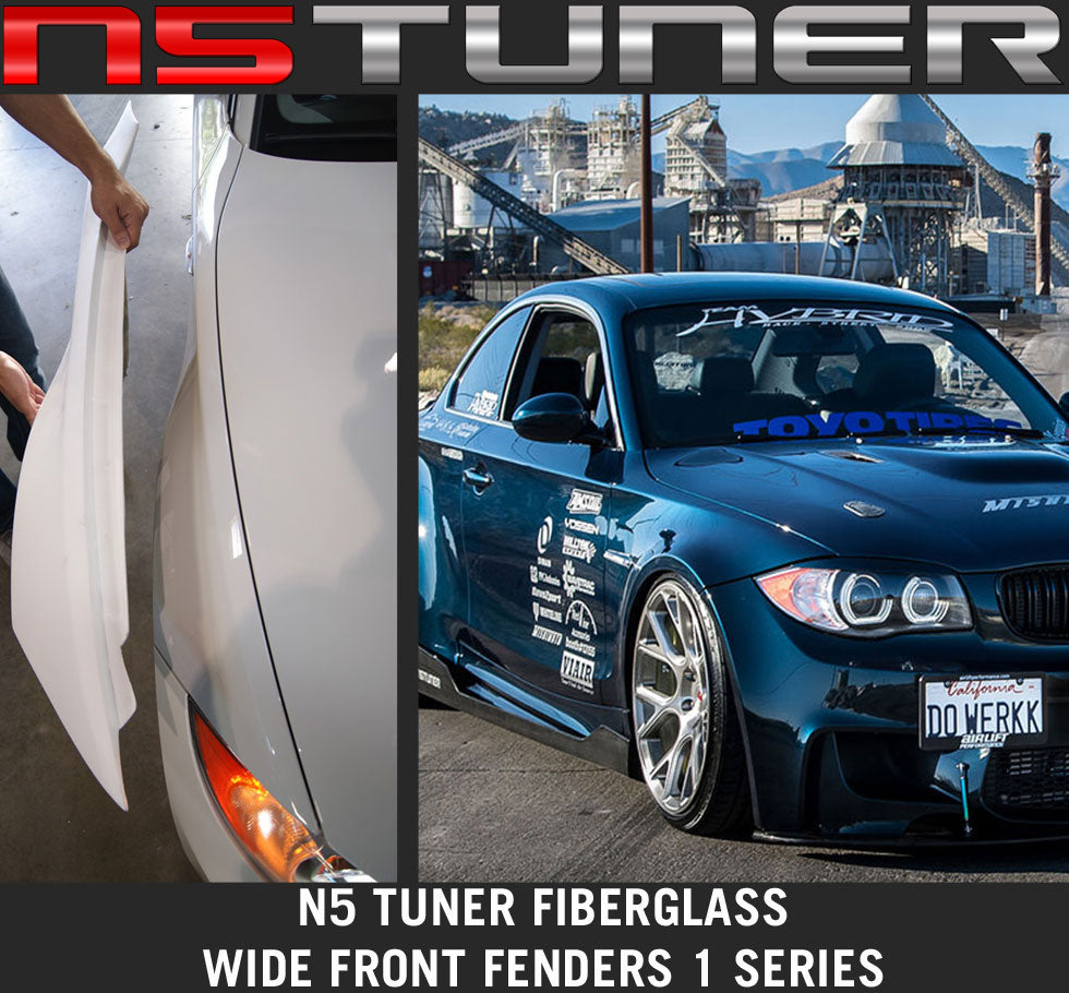 Front Fenders Wide style for the 1 Series E82 E88 135i 128i in Carbon Fiber and Fiberglass