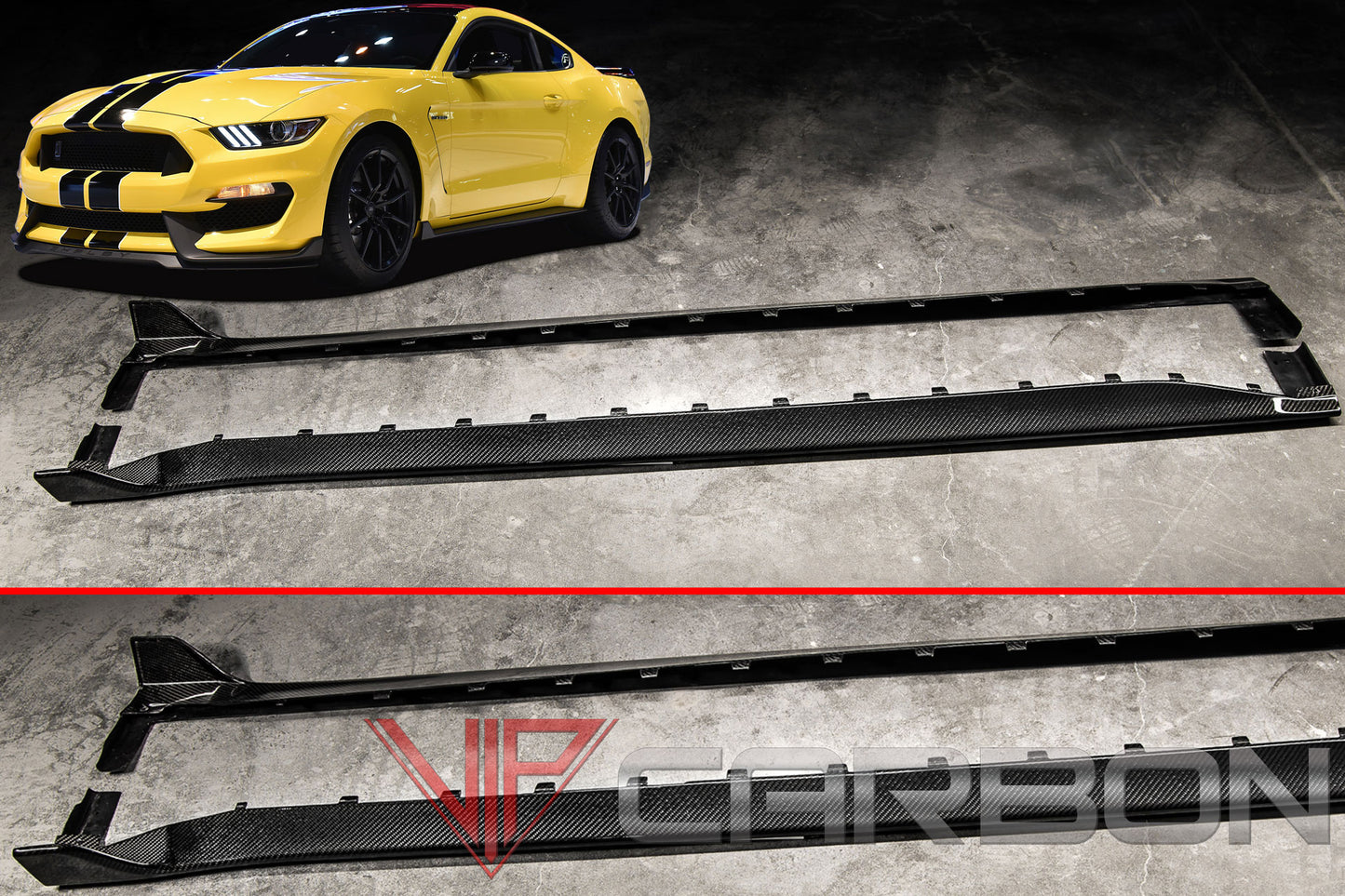 Carbon Fiber GT350 Side Skirts Ford Mustang Shelby 2015-2018 by California Super Coupes