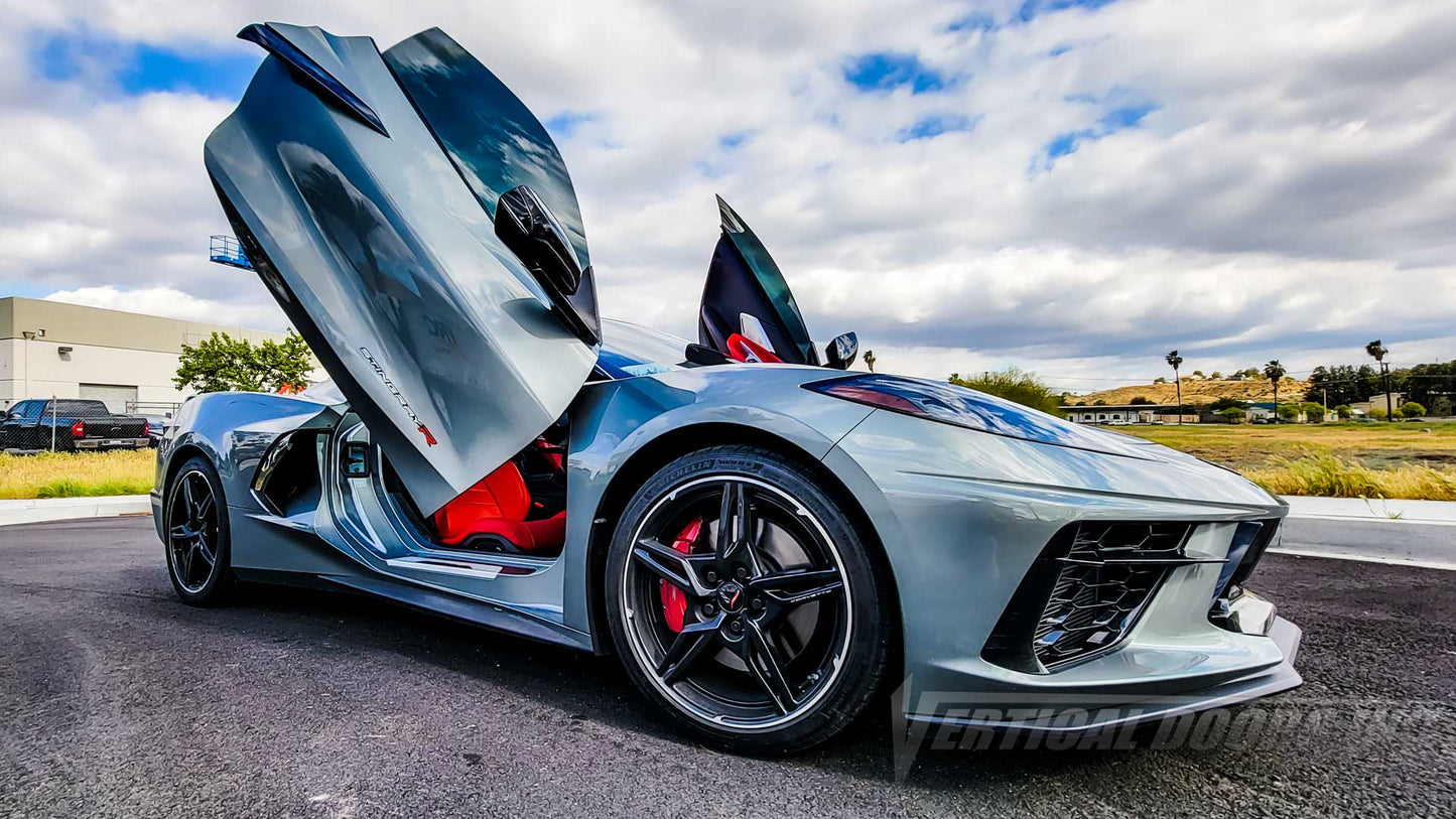 Chevrolet Corvette C8 featuring Door conversion kit by Vertical Doors, Inc. AKA "Lambo Doors" VDCCHEVYCORC820 #chevroletcorvettec8 #chevrolet #chevy #corvette #vette #c8 #c8vette #corvettec8 #c8r #c8z06 #grandsport #stingray #cars #sportscars #verticaldoorsgang #VerticalDoorsInc #LamboDoors #VerticalDoors #DoorConversion