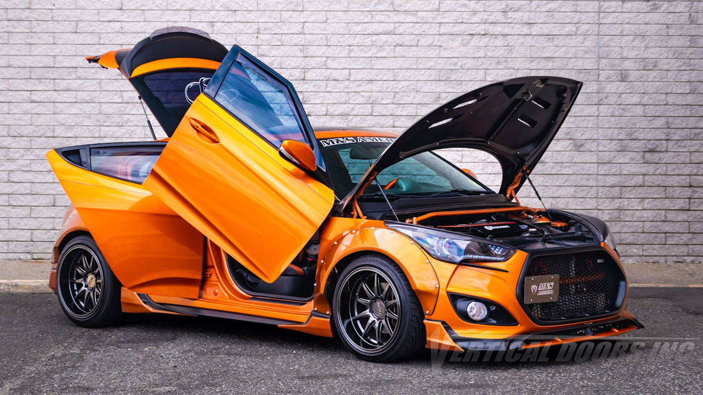 Hyundai Veloster 2011-2018 Vertical Lambo Door Conversion Kit by Vertical Doors Inc. VDCHYVEL11 (1st Gen) VDCHYVEL19 (2nd Gen) #hyundaiveloster #hyundai #veloster