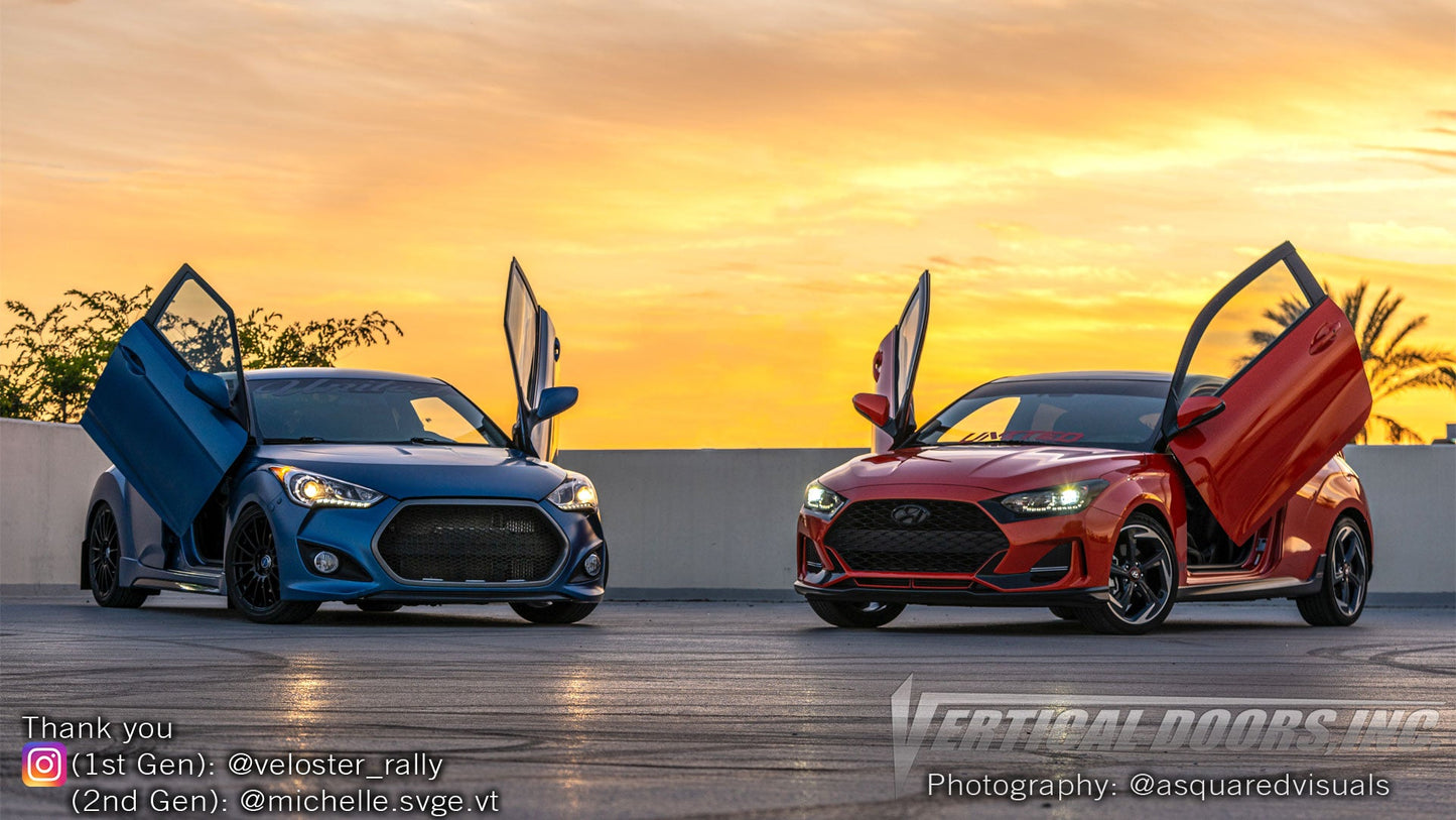 Hyundai Veloster 2019-2023 Vertical Lambo Door Conversion Kit by Vertical Doors Inc. VDCHYVEL11 (1st Gen) VDCHYVEL19 (2nd Gen) #hyundaiveloster #hyundai #veloster
