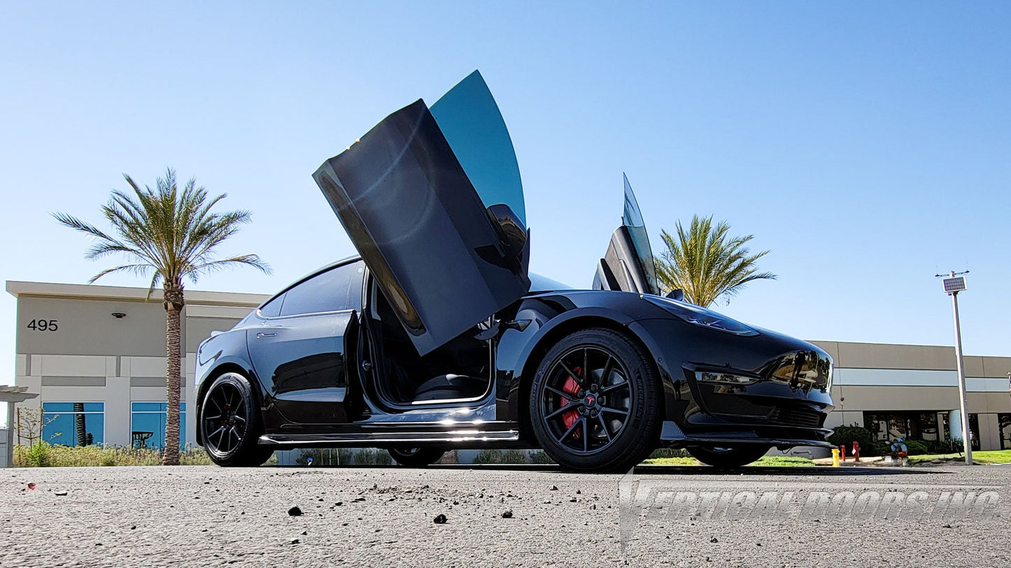 Tesla Model 3 2017-2022 Vertical Lambo Door Conversion Kit by Vertical Doors Inc. VDCTES317 #verticaldoorsgang #teslamodel3 #tesla #model3 #ev #electriccar #LamboDoors #VerticalDoors #repost