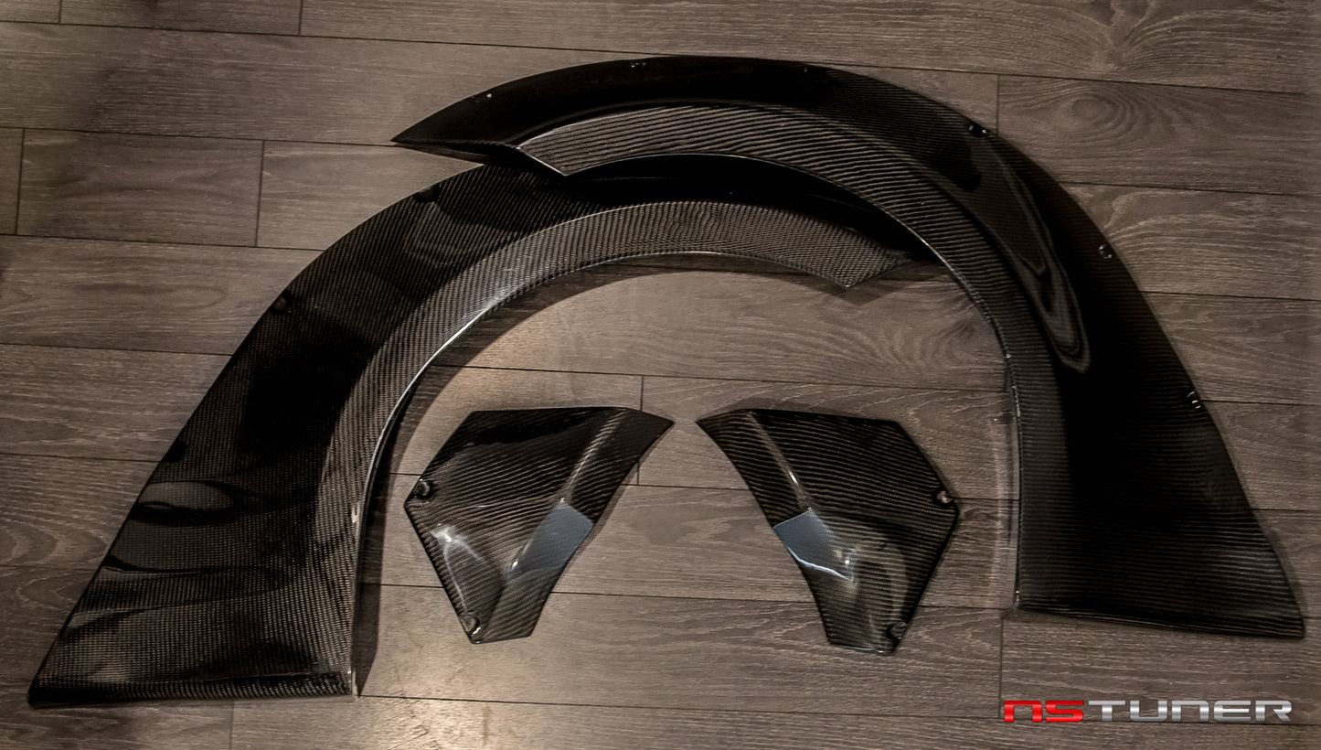 Rear Wide Body Flares for the BMW 1 Series E82 E88 135i 128 in Carbon Fiber and Fiberglass