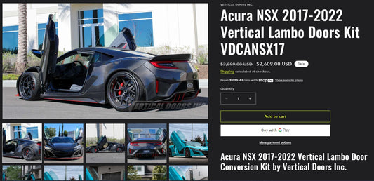 Check out the Lambo Doors kit for the all new Acura NSX 2017-2022 by Vertical Doors Inc.