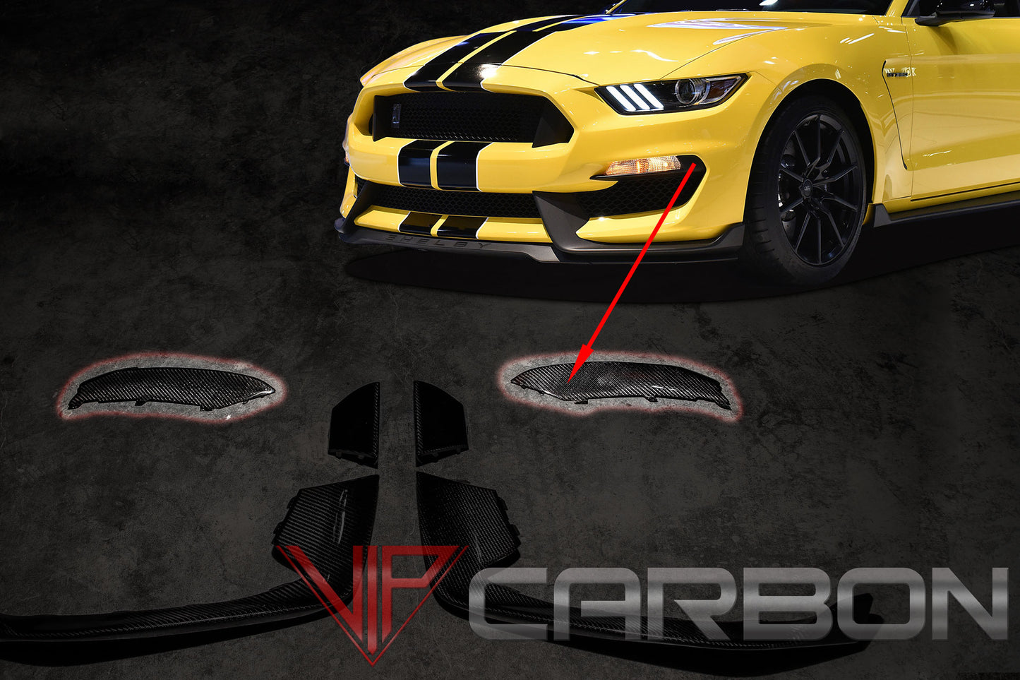 Carbon Fiber GT350 Marker Bezels Ford Mustang Shelby 2015-2018 by California Super Coupes